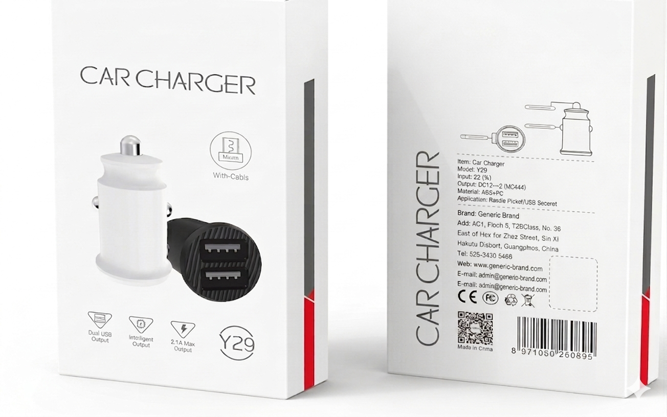 Dual USB Car Charger - 2.4A Fast Charging Adapter