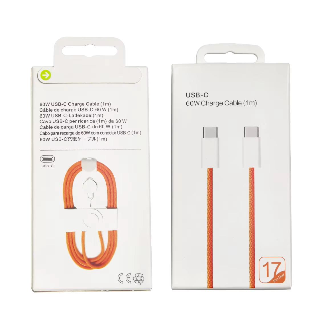 60W USB-C Fast Charging Cable 1M – Type-C to Type-C Braided