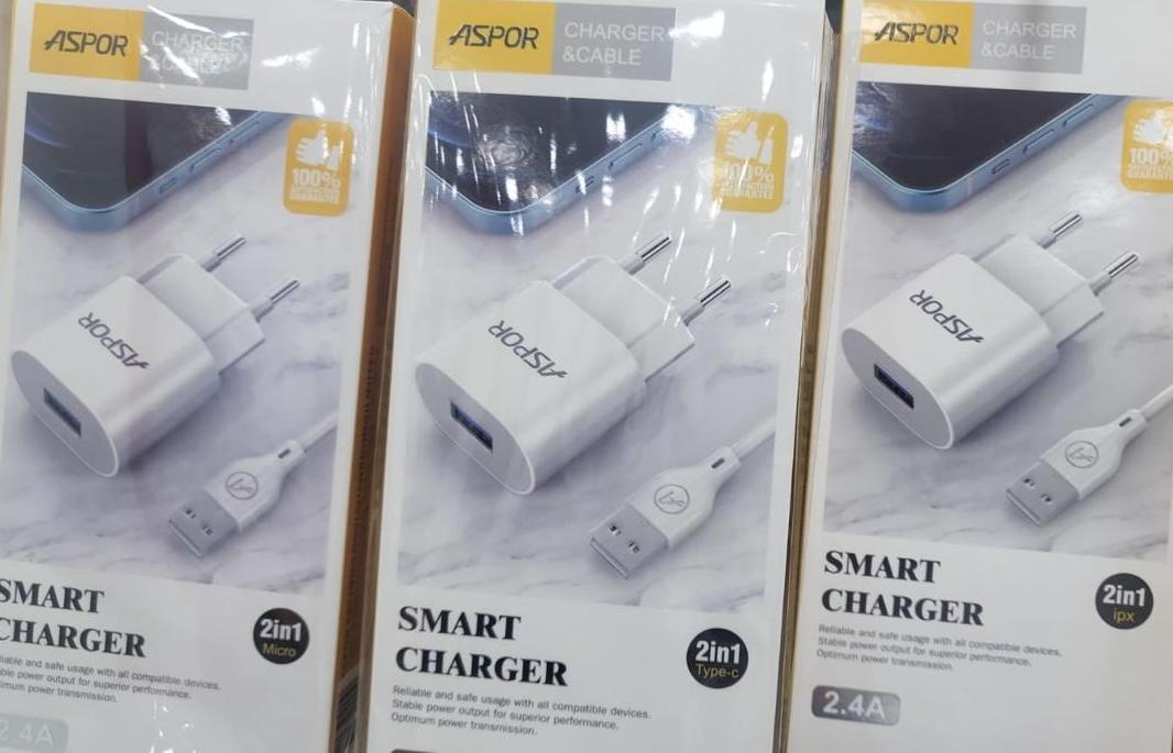 Aspor 2.4A Smart Charger with Micro USB Cable – Fast Charging Adapter