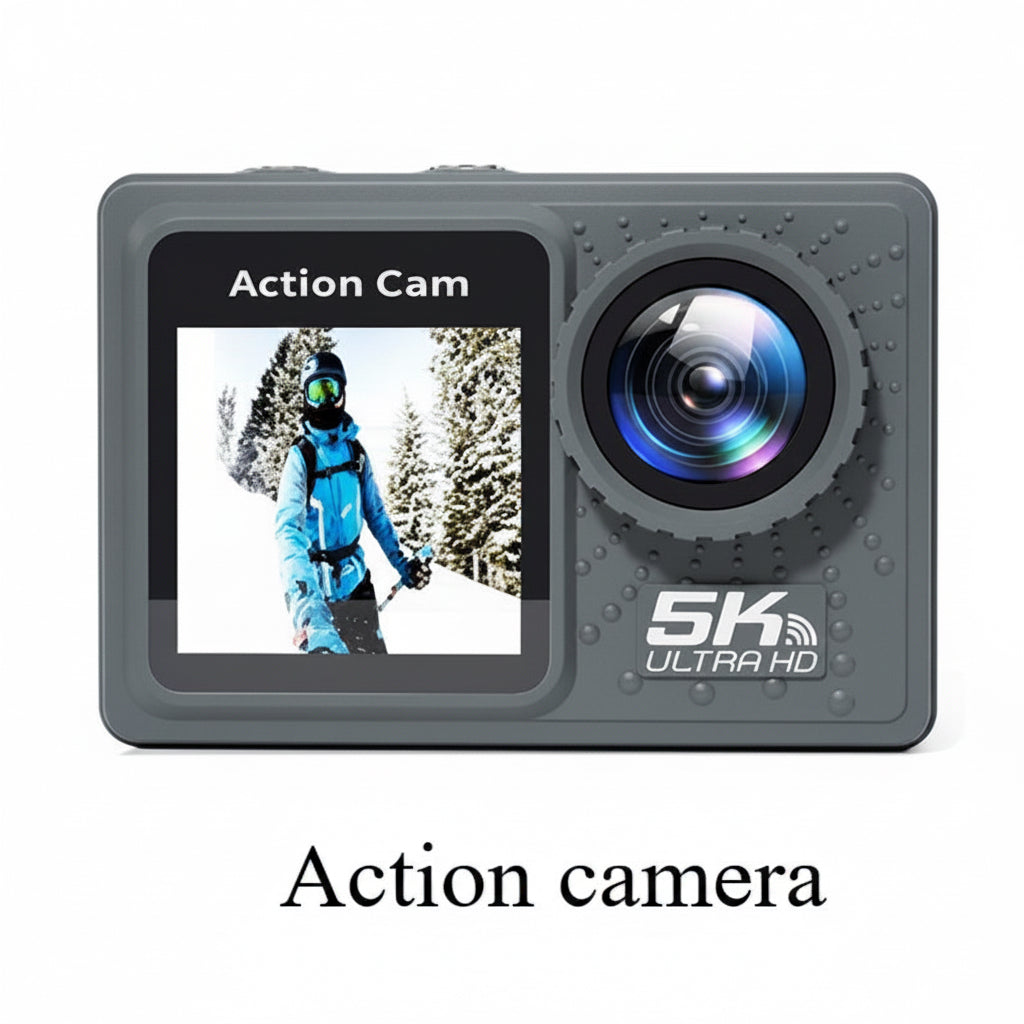 Ultra HD 5K Action Camera – Dual Screen Waterproof Sports Cam