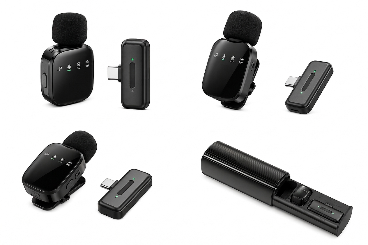 Mini Wireless Lavalier Microphone Kit – Portable Sliding Charging Case, Plug-and-Play Lapel Mic for Content Creators