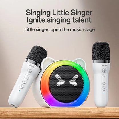 Cute Ears bluetooth 5.3 Karaoke Speaker with Dual Microphones for Kids