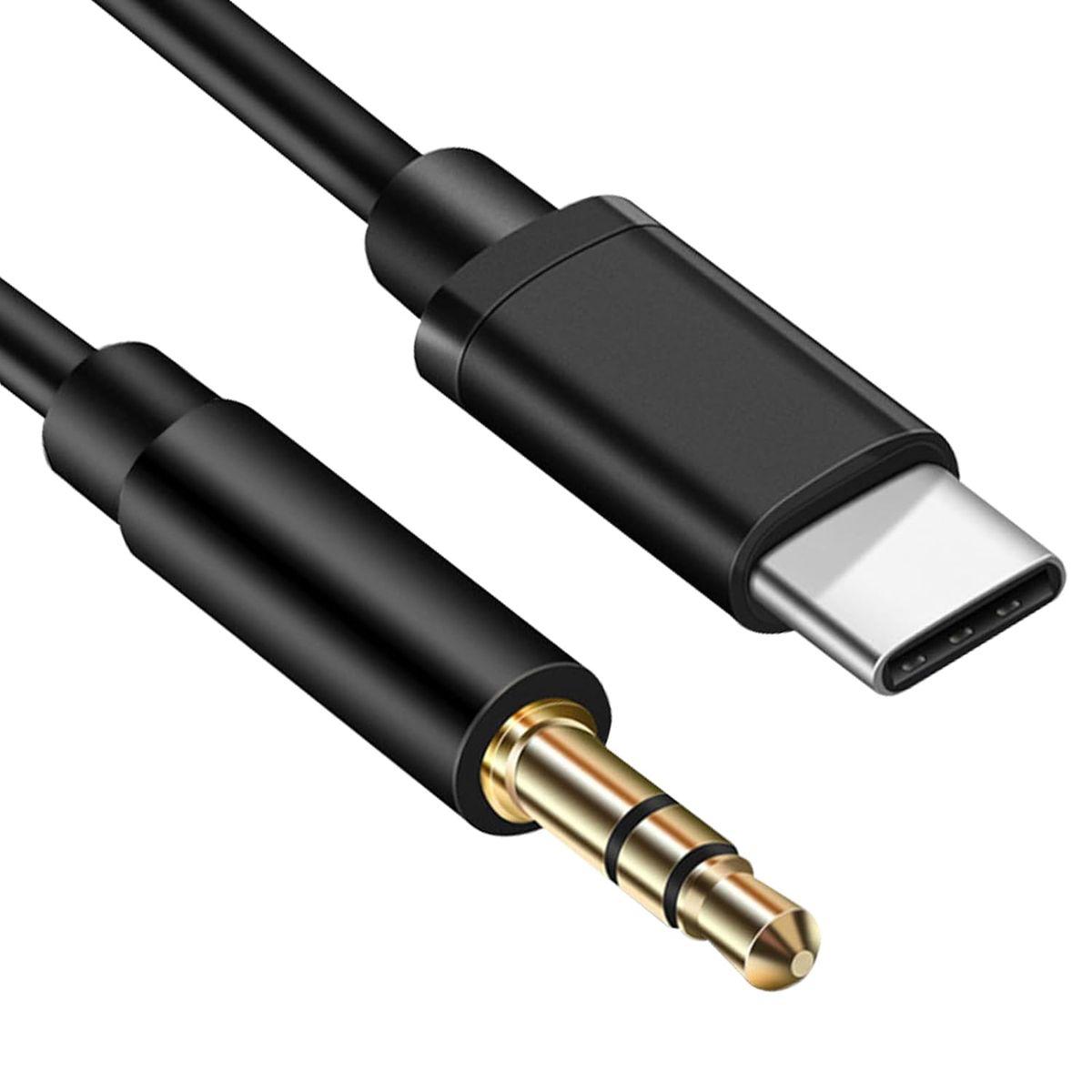 USB Type-C to 3.5mm AUX Audio Cable – Type-C Headphone Adapter for Car & Speakers