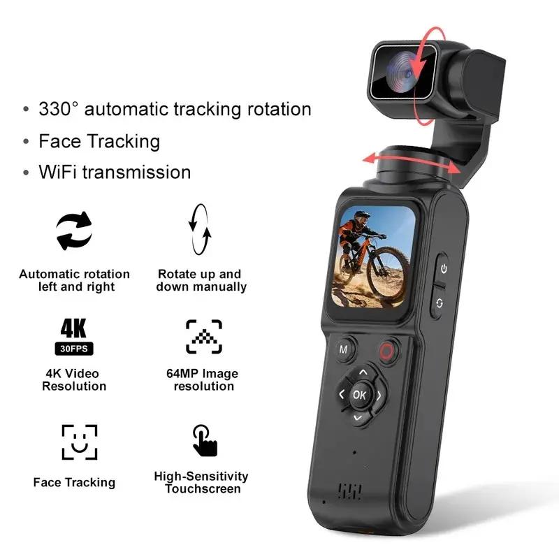 4K Ultra HD Pocket Gimbal Camera with Smart Face Tracking & 330° Automatic