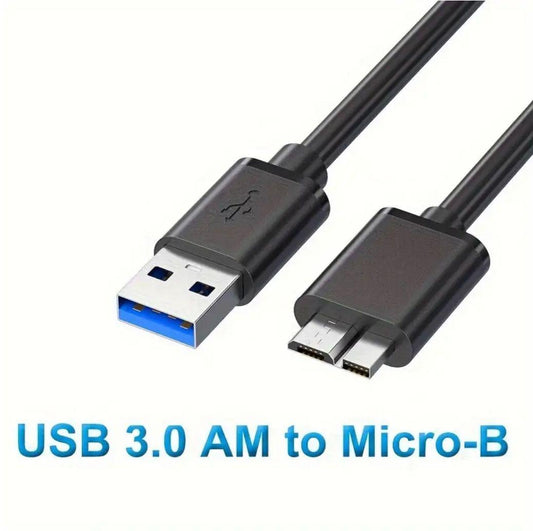 High-Speed USB 3.0 Type-A to Micro-B Cable – Premium External Hard Drive Data Cord (Black)