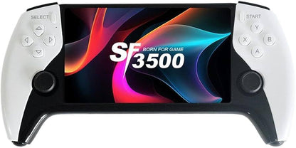SF3500 Handheld Retro Game Console – 5-Inch Large FHD Screen Portable Game Player with Ergonomic Grips, White & Black
