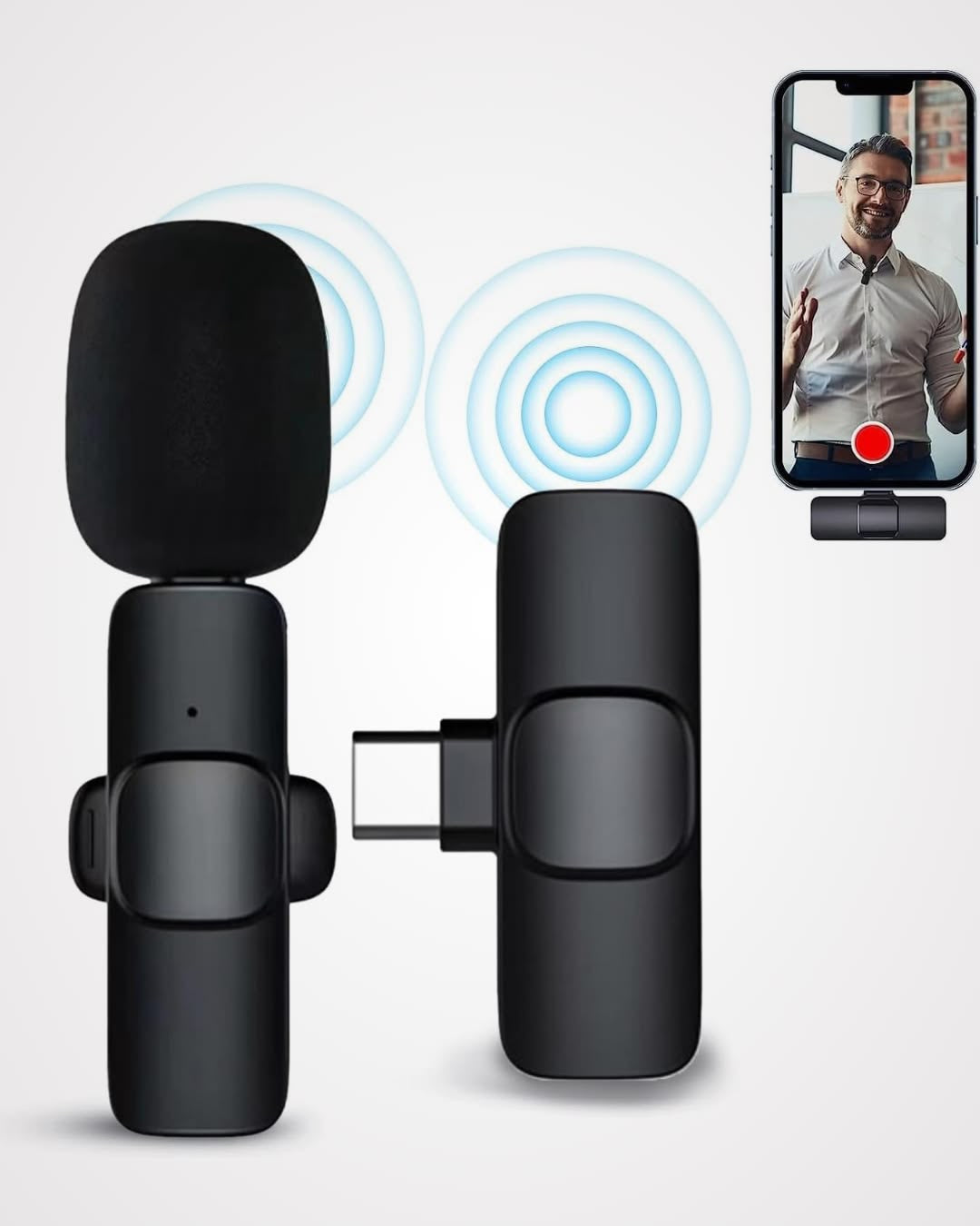 Wireless Lavalier Microphone with noise reduction& easy setup