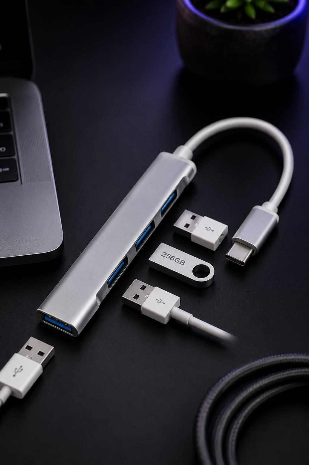 4-in-1 USB Multi-Interface Adapter Hub – High-Speed Portable