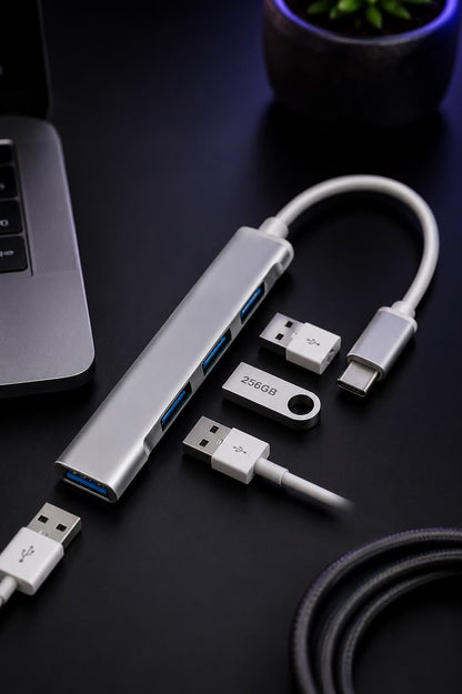 4-in-1 USB Multi-Interface Adapter Hub – High-Speed Portable