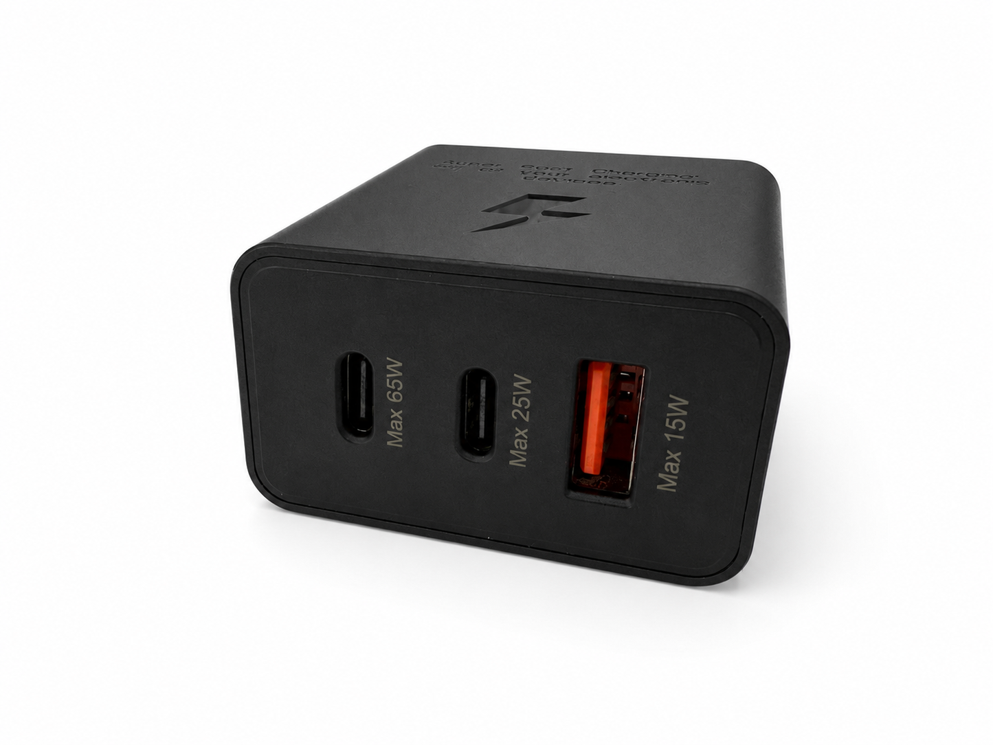 65W PD Power Adapter Trio – Fast Charging Wall Charger (2x USB-C, 1x USB-A) with Cable